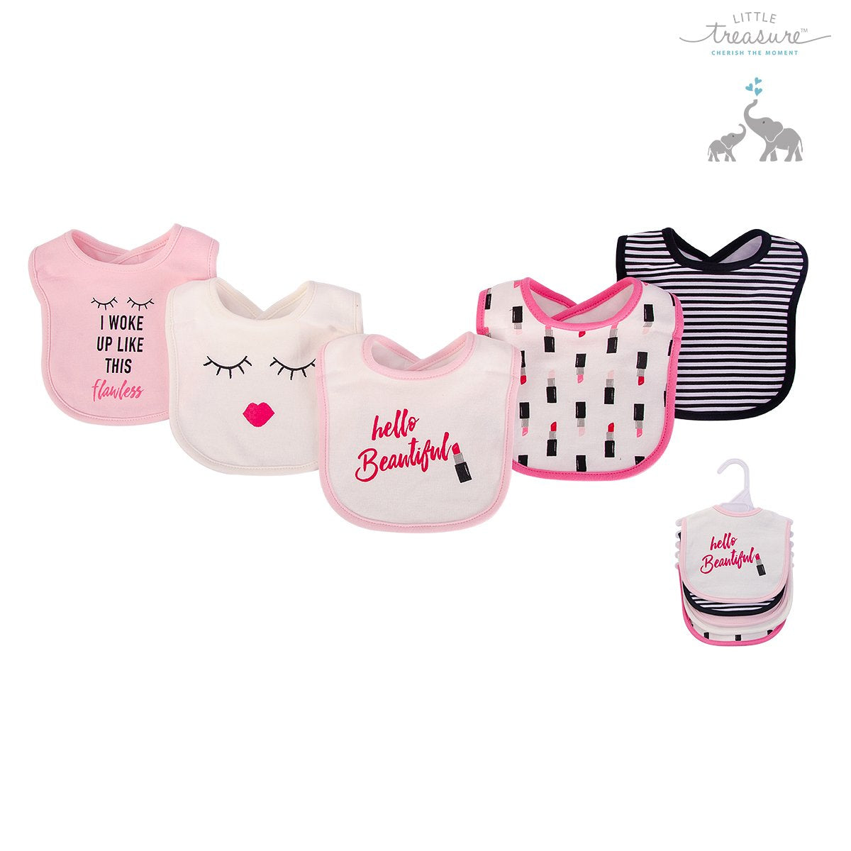 BABY GIRL 5PC INTERLOCK BIBS LIPSTICK 75517