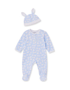 little me baby boy bunny footie and hat 12984