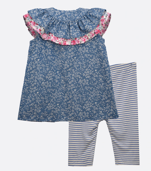 LORELEI FLORAL CHAMBRAY LEGGING SET