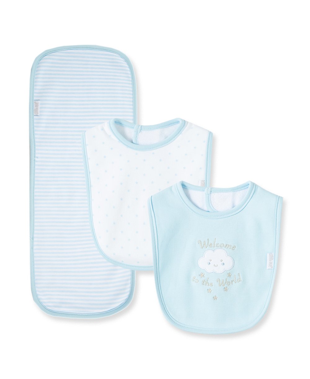 Blue Welcome To The World Bib & Burp Set 411364