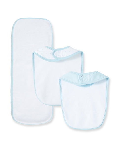 Blue Welcome To The World Bib & Burp Set 411364