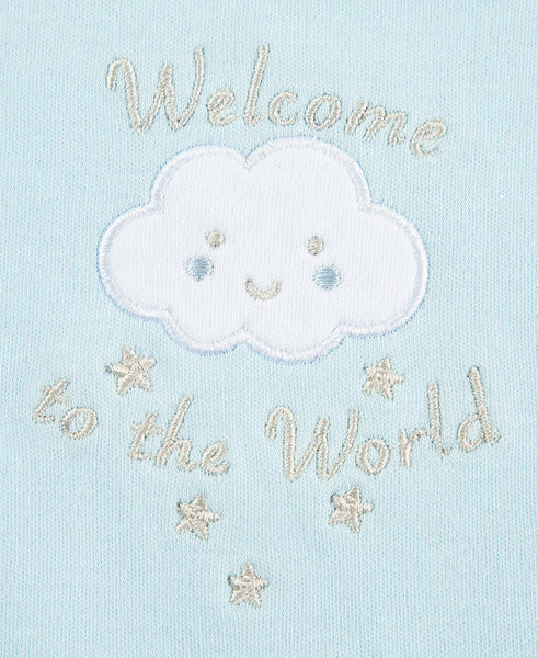 Blue Welcome To The World Bib & Burp Set 411364