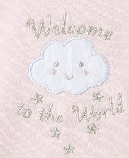 Pink Welcome To The World Bib & Burp Set 411368