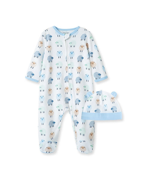 Little Lambs Footed One-Piece and Hat 10281