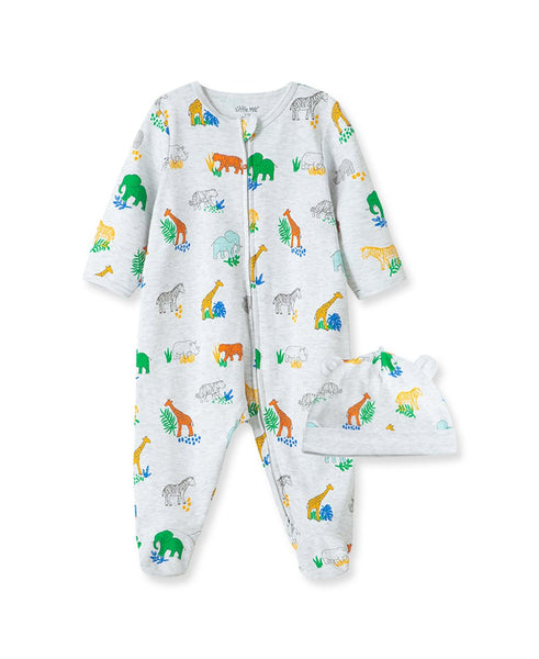 Bright Safari Footed One-Piece and Hat 10282