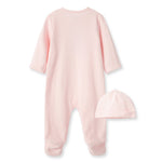 New Pink Welcome To The World Footed One-Piece And Hat 10283
