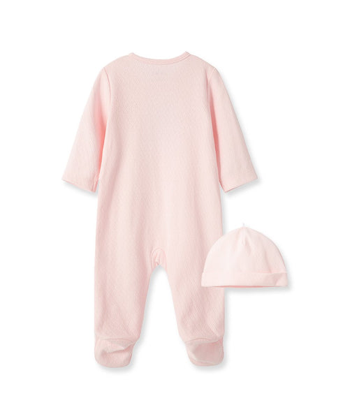 New Pink Welcome To The World Footed One-Piece And Hat 10283