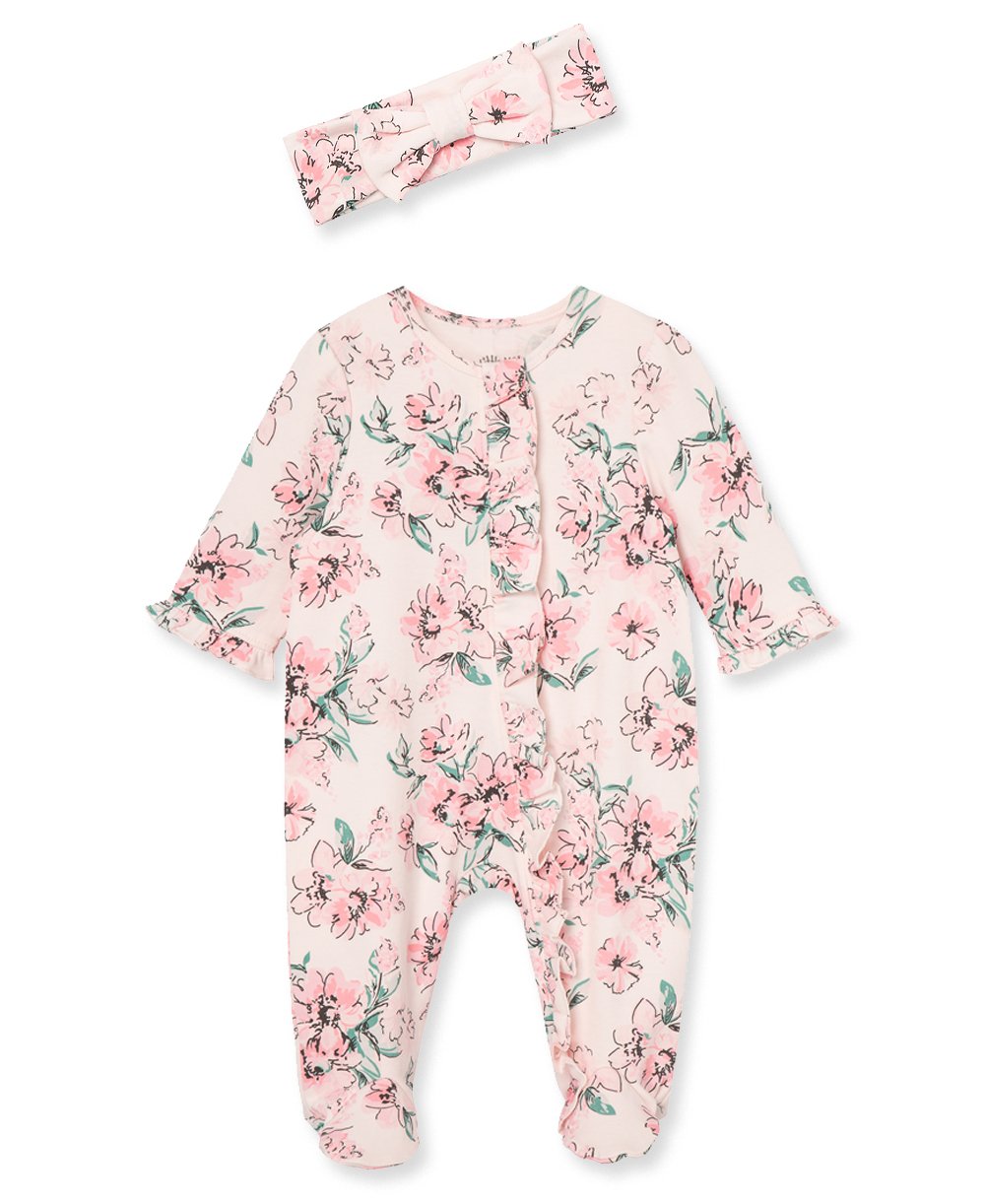 Dream Floral Footed One-Piece and Headband 11370