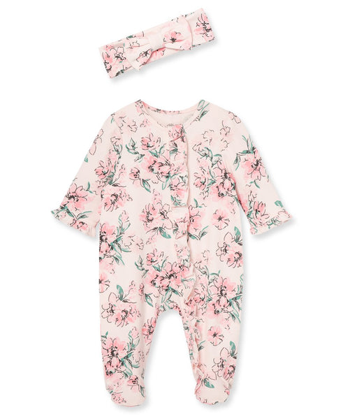 Dream Floral Footed One-Piece and Headband 11370