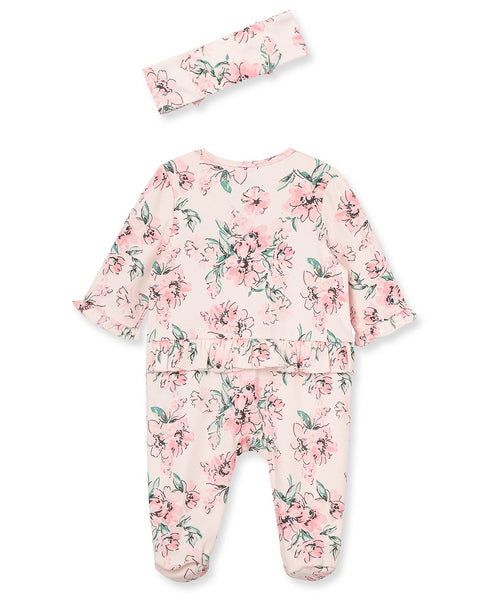 Dream Floral Footed One-Piece and Headband 11370