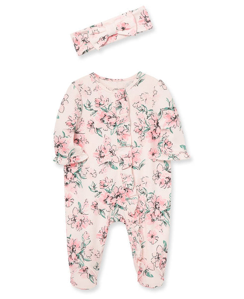 Dream Floral Footed One-Piece and Headband 11370