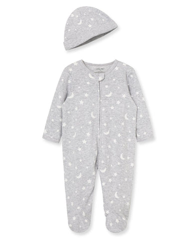Moon & Stars Footed One-Piece and Hat 11375