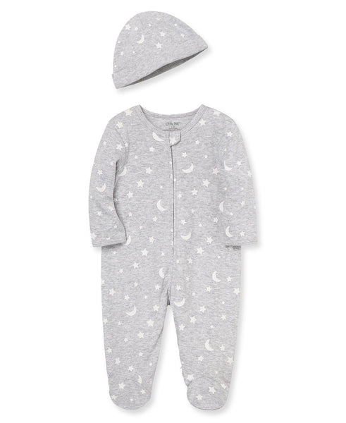 Moon & Stars Footed One-Piece and Hat 11375