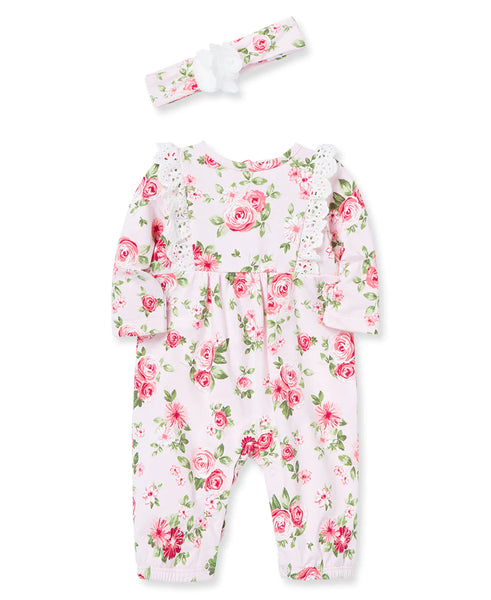 LITTEL ME Roses Jumpsuit& Headband 12035