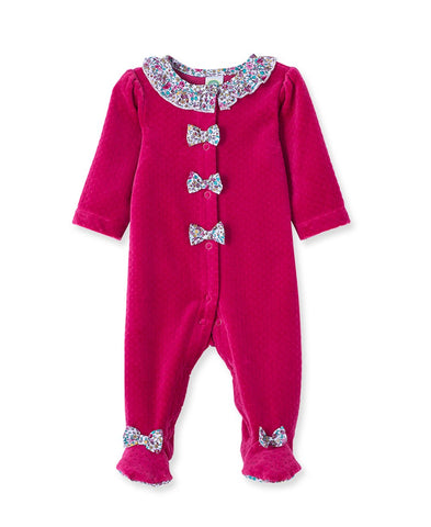 Floral Dot Velour Footie 11228