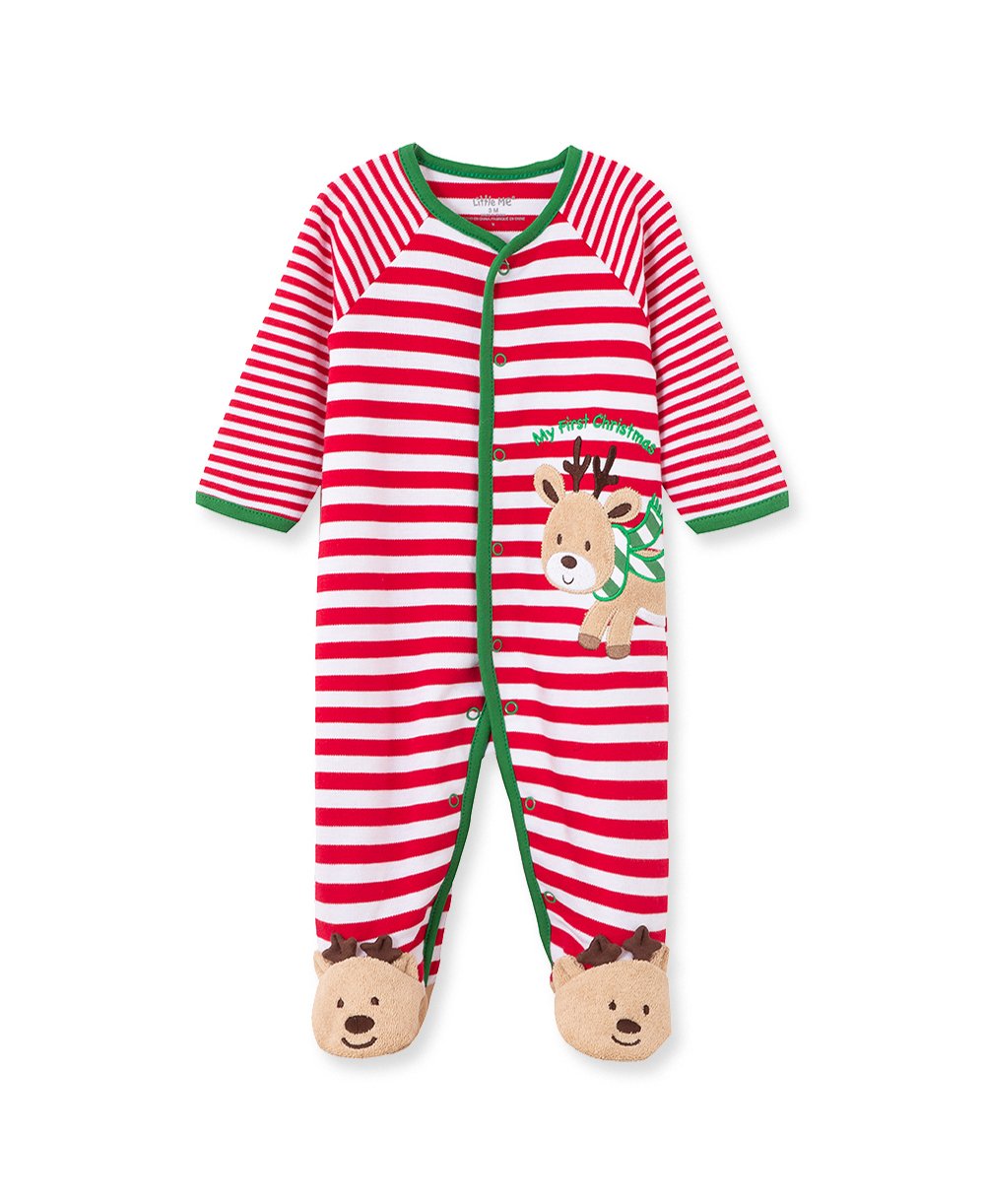 Holiday Reindeer Stripe Footie 11305