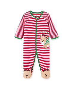 Holiday Reindeer Stripe Footie 11305