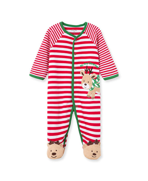 Holiday Reindeer Stripe Footie 11305