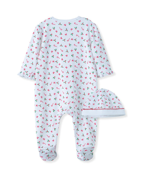 Holiday Candy Cane Footie And Hat 11316