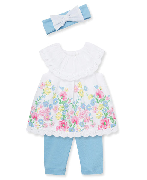 Floral Border Woven Infant Tunic Set 11672