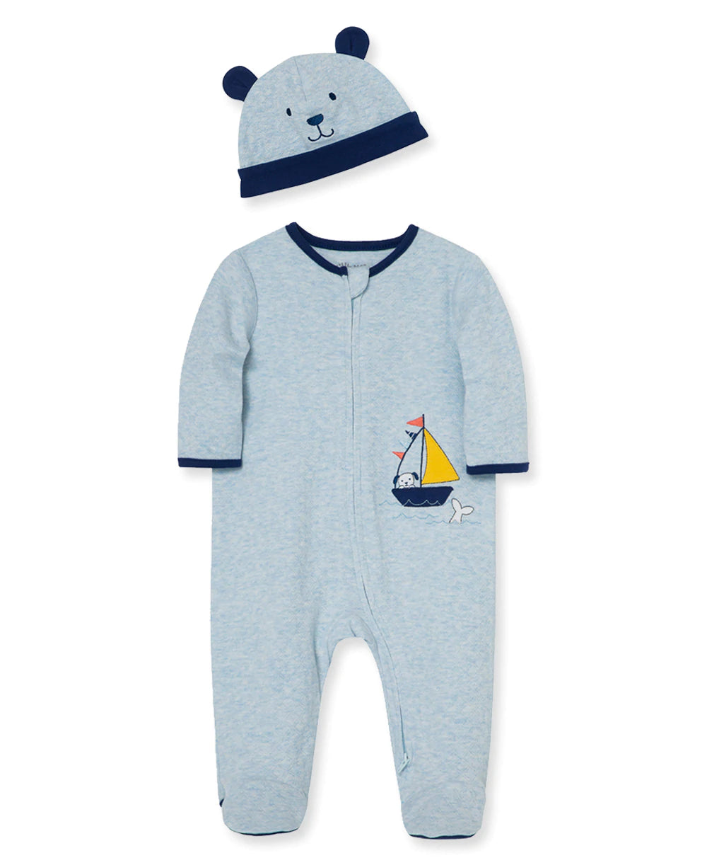 Splash Puppy Footed One-Piece & Hat