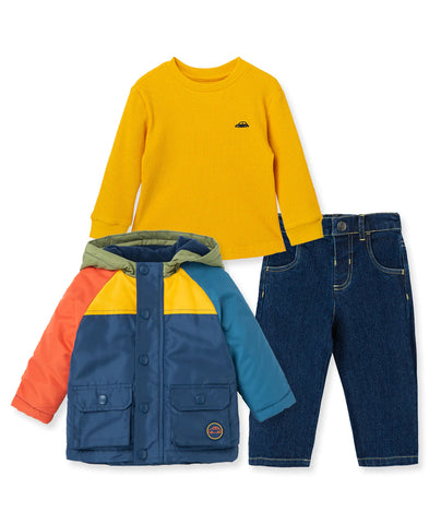 Hooded Colorblock Toddler Jacket Set 22-12086