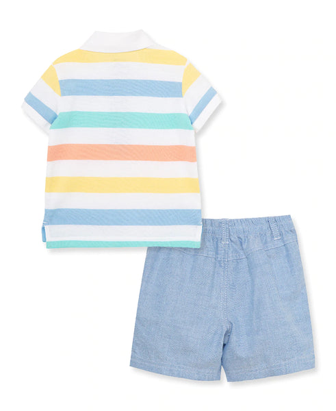 Stripe Polo Short Set 11796