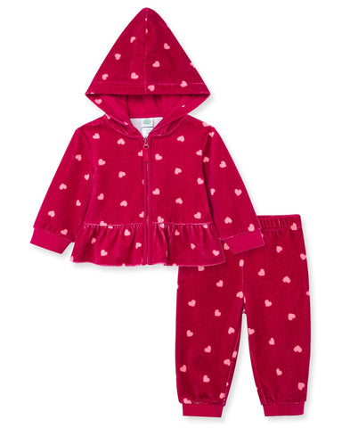 Heart Toddler 2-Piece Velour Hoodie Set 11278