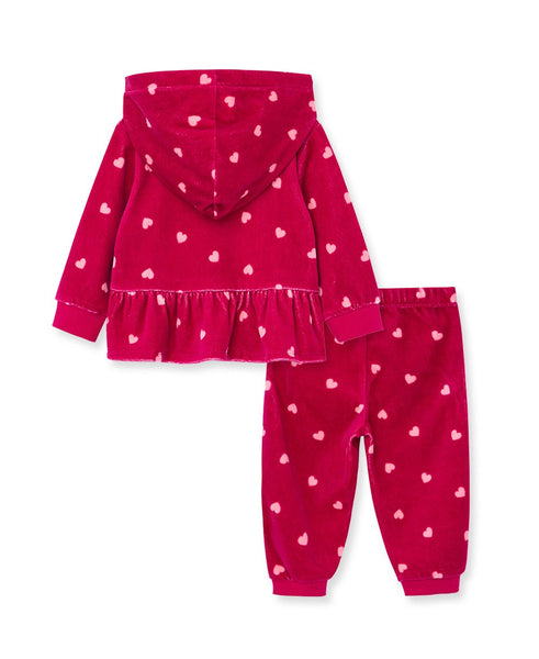 Heart Toddler 2-Piece Velour Hoodie Set 11278