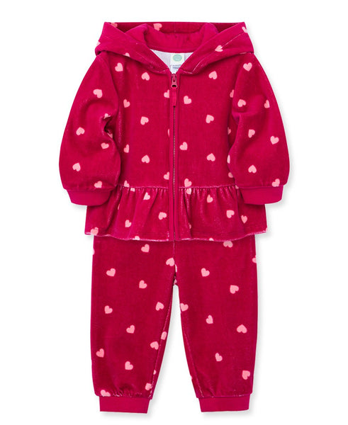 Heart Toddler 2-Piece Velour Hoodie Set 11278