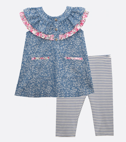 LORELEI FLORAL CHAMBRAY LEGGING SET