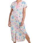 Miss Elaine Robe Women's Long Woven Ultra Soft Knit Bathrobe with Full Zip, Short Sleeves and Side Pockets 869850