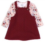 Bonnie Jean Baby Girls  Long-Sleeve Printed Knit Onsie & Cable Knit Jumper Dress Set 24373