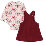 Bonnie Jean Baby Girls  Long-Sleeve Printed Knit Onsie & Cable Knit Jumper Dress Set 24373