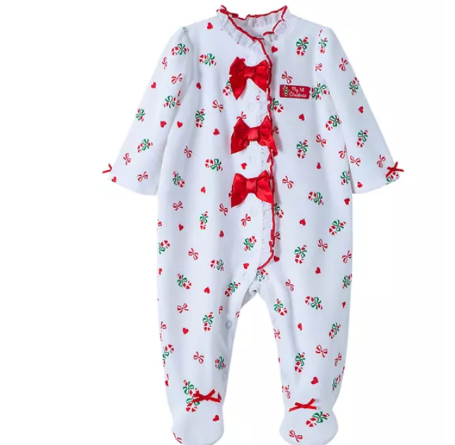 Baby Girls Candy Cane Footies 11328