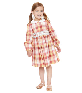 HANNAH PLAID SMOCKED PUMPKIN DRESS