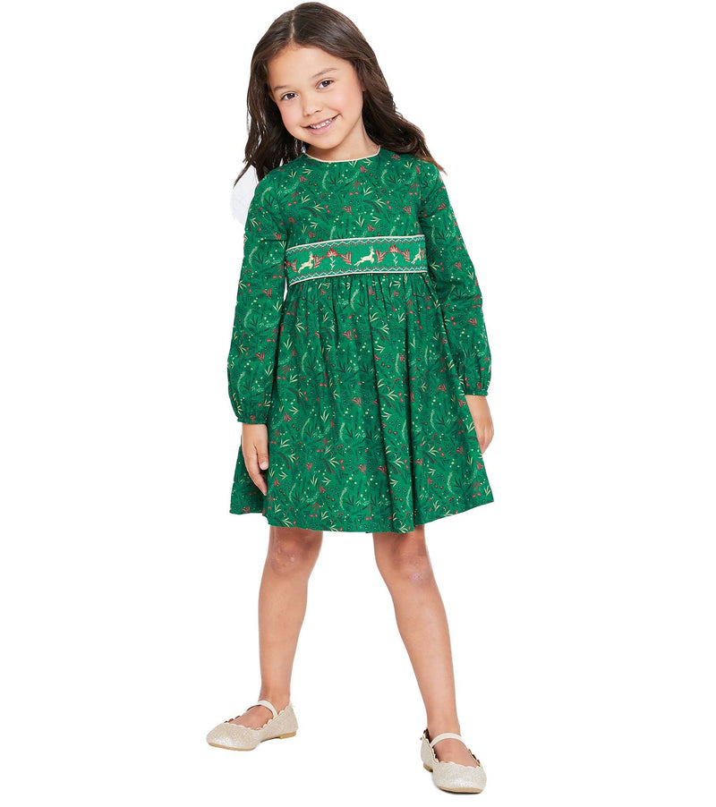 ANA FESTIVE SMOCKED REINDEER DRESS 04459