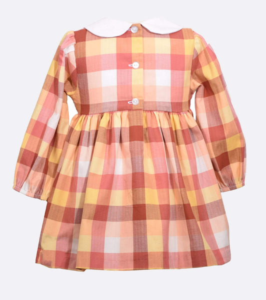 HANNAH PLAID SMOCKED PUMPKIN DRESS