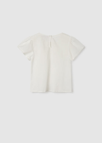 Short-sleeved blouse with cotton tucks for girl Art. 23-06193-074
