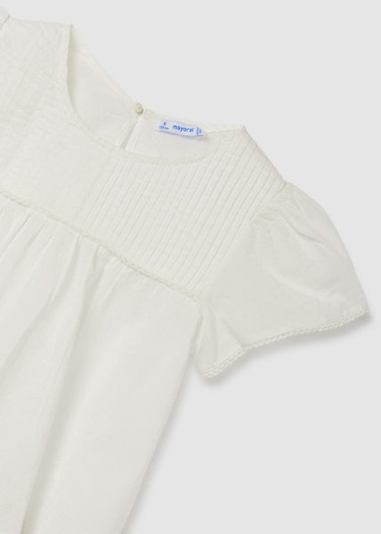 Short-sleeved blouse with cotton tucks for girl Art. 23-06193-074
