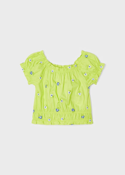 Short-sleeved blouse with embroidered motifs for girls Art. 23-03139-073