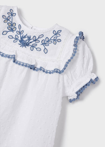 Plumeti short-sleeved blouse with cotton embroidery for girl Art. 23-03142-019