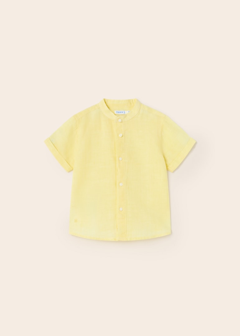 Short-sleeved shirt with embroidered motif and mandarin collar for baby Art. 23-01112-065