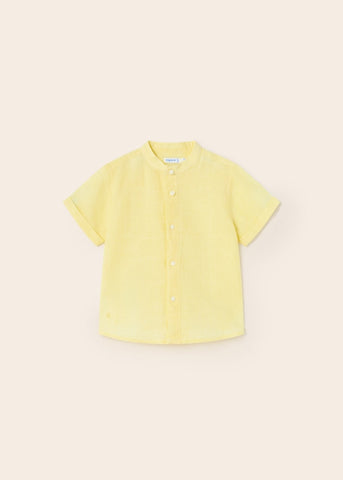 Short-sleeved shirt with embroidered motif and mandarin collar for baby Art. 23-01112-065