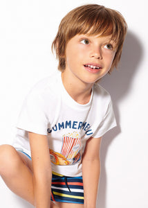 T-shirt with a printed motif in sustainable cotton for a boy Art. 23-03012-035