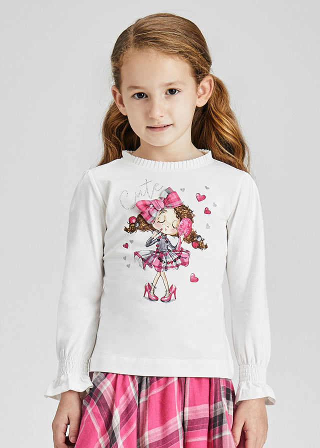 Girl's braided sweater Art. 11-04374-052 /ECOFRIENDS long sleeve doll girl t-shirt Art. 11-04006-018