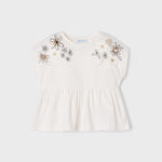 Short-sleeved T-shirt with sustainable cotton embroidery for girls Art. 23-03059-031