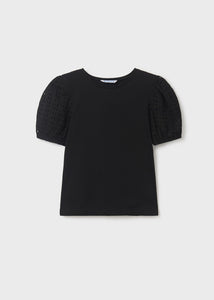 Girl's sustainable cotton perforated short-sleeved T-shirt Art. 23-06046-016