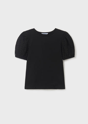 Girl's sustainable cotton perforated short-sleeved T-shirt Art. 23-06046-016