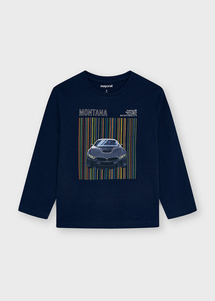 Contrast hooded pullover for boy Art. 11-04403-029 / Long-sleeved T-shirt with car print for boy Art. 11-04081-010